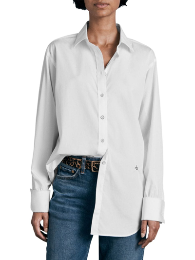 Rag & Bone Diana Cotton Poplin Button-up Shirt In White