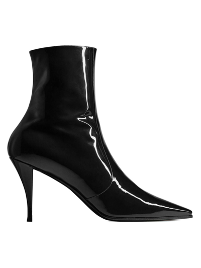 Saint Laurent 90mm Ziggy Zip-up Patent Leather Boots In Black