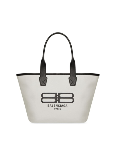 Balenciaga Small Jumbo Logo Tote Bag In Natural Black