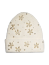 Lele Sadoughi Pearly Snowflake Rib Knit Beanie In Ivory