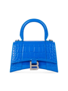 Balenciaga Women's Hourglass Xs Handbag Crocodile Embossed In Royal Blue