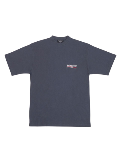Balenciaga Political Campaign Cotton T-shirt In Dark Grey White