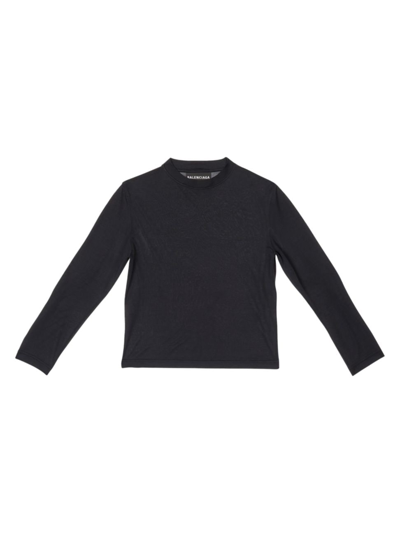 Balenciaga Women's  Tab Fitted Long Sleeve T-shirt In Black
