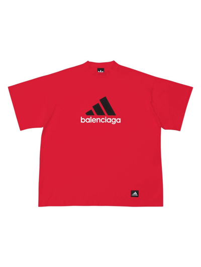 Balenciaga Men's  / Adidas T-shirt Oversized In Red Black White