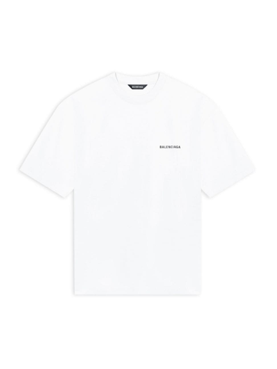 Balenciaga Medium Fit Embroidered Cotton T-shirt In White,black