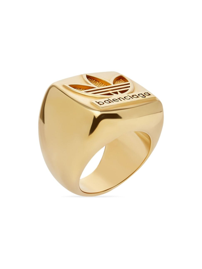 Balenciaga Trefoil Signet Ring In Gold