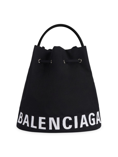 Balenciaga Women's Wheel Small Drawstring Bucket Bag In Black