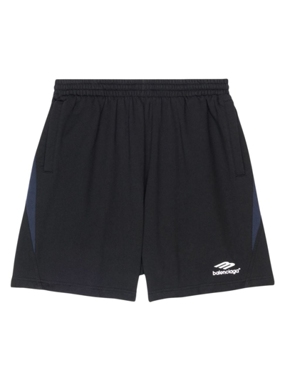 Balenciaga 3b Sports Tracksuit Shorts In Black White Marine