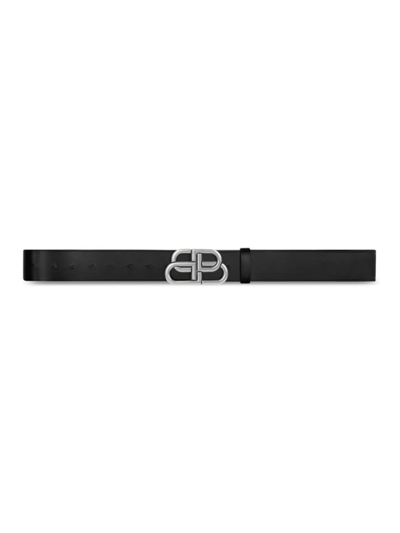 Balenciaga Men's Bb Extra Large Belt In Natural Calfskin In Black