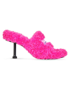 Balenciaga Furry 80mm Heeled Sandals In Pink