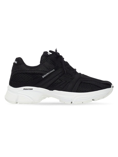 Balenciaga Phantom Logo-embossed Mesh Low-top Trainers In Black White