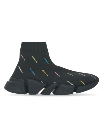 Balenciaga Speed 2.0 Lt Logo Sock Sneaker In Black Multi