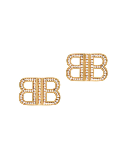 Balenciaga Women's Bb 2.0 Xs Earrings In Gold Crystal