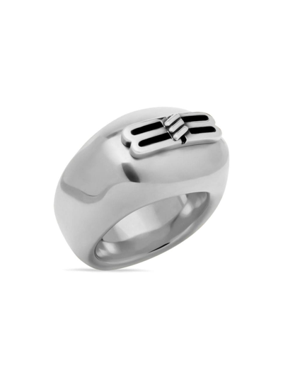 Balenciaga Women's Bb Icon Signet Ring In Antique Silver