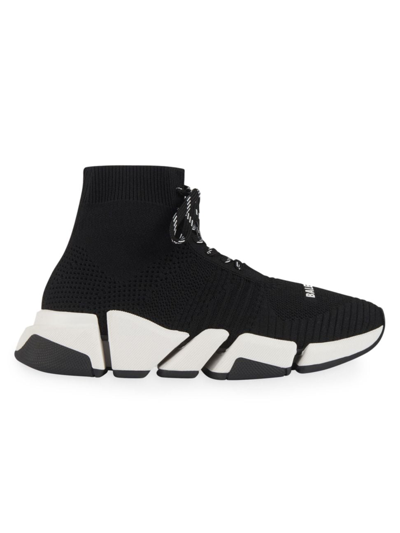 Balenciaga Speed 2.0 Lace-up Knit Sneakers- Delivery In 3-4 Weeks In Black White