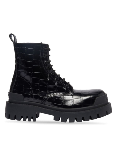 Balenciaga Strike 20mm Lace-up Boot In Black