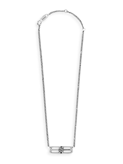 Balenciaga Gunmetal Bb Icon Necklace In Antique Silver