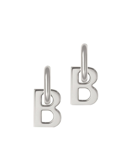 Balenciaga B Chain Xs Earrings In Shiny Silver