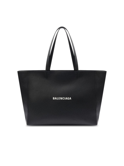 Balenciaga Logo-print Leather Tote Bag In Black