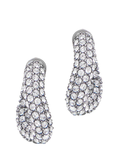 Balenciaga Women's Loop Xxs Earrings In Shiny Silver Crystal