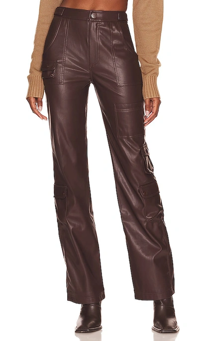 Lpa Germano Faux Leather Cargo Pant In Dark Chocolate