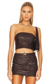 LPA GERMANO FAUX LEATHER TUBE TOP