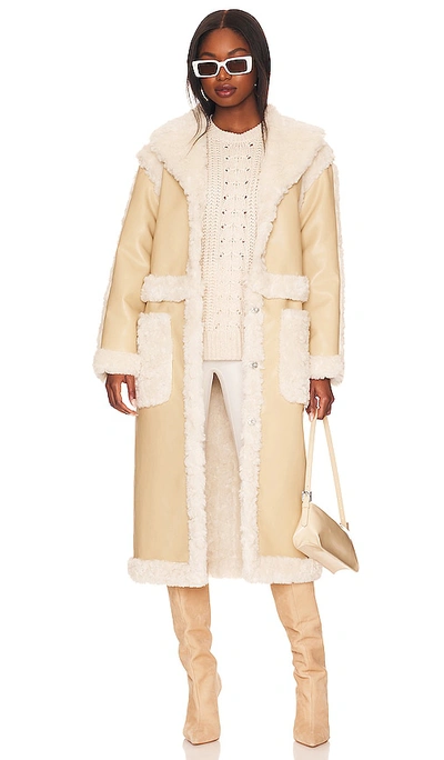 Lpa Adriano Coat In Tan & Creme Sherpa