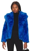 Apparis Faux-fur Single-breasted Jacket In Azure Blue