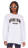 Anine Bing Logo-patch Tyler Sweatshirt In Heather Grey