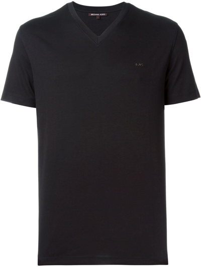Michael Kors V-neck T-shirt In Black