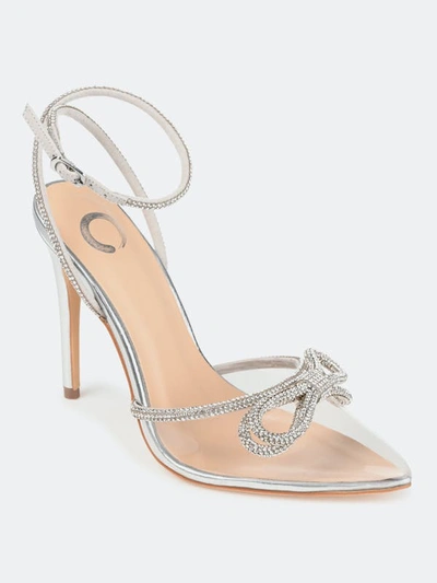 Journee Collection Gracia Crystal Bow Stiletto Pump In Grey