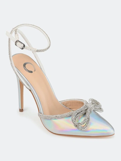 Journee Collection Gracia Crystal Bow Stiletto Pump In White
