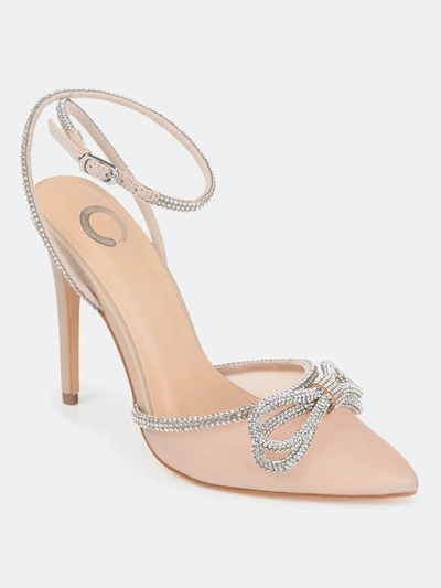 Journee Collection Gracia Crystal Bow Stiletto Pump In Nude