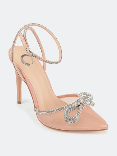 Journee Collection Gracia Crystal Bow Stiletto Pump In Pink