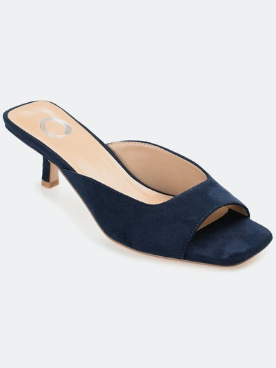 Journee Collection Women's Larna Slip On Kitten Heel Sandals In Blue