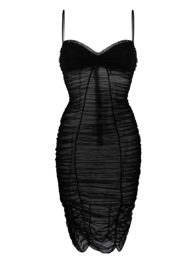 Kiki De Montparnasse Black Ruched Silk Dress