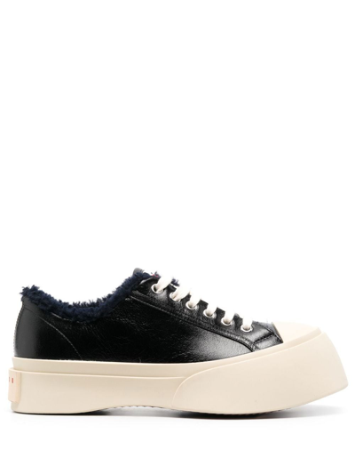 Marni Almond-toe Lace-up Sneakers In Black