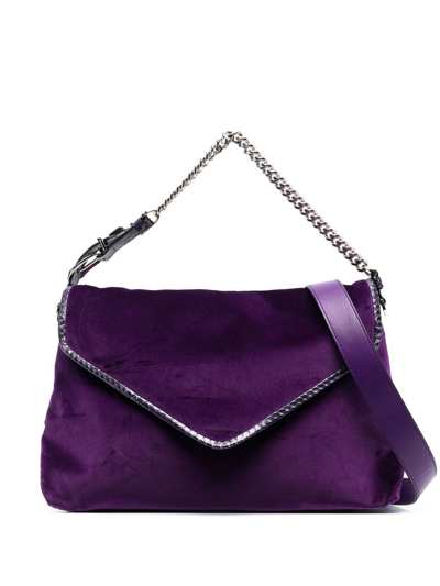 Alberta Ferretti Dori Velvet Shoulder Bag In Purple