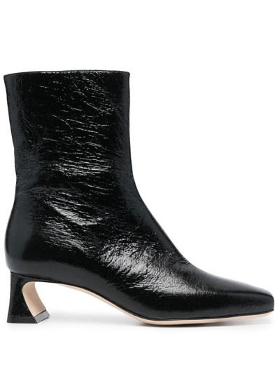 Alberta Ferretti Square-toe Ankle Boots In Black