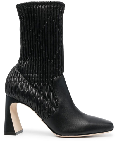 Alberta Ferretti Quilted Sculpted-heel Boots In Black
