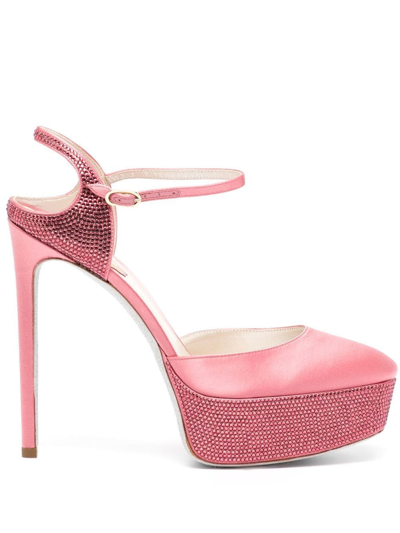 René Caovilla 136mm Silk Sandals In Pink
