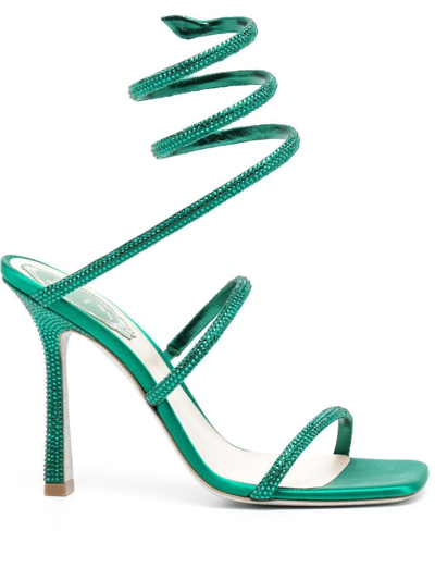 René Caovilla Crystal-embellished Cleo Sandals 105 In Green