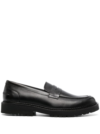 Vinny's Richee Leather Penny Loafers In Black