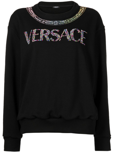 Versace Ventagli Logo-embellished Sweatshirt In Black