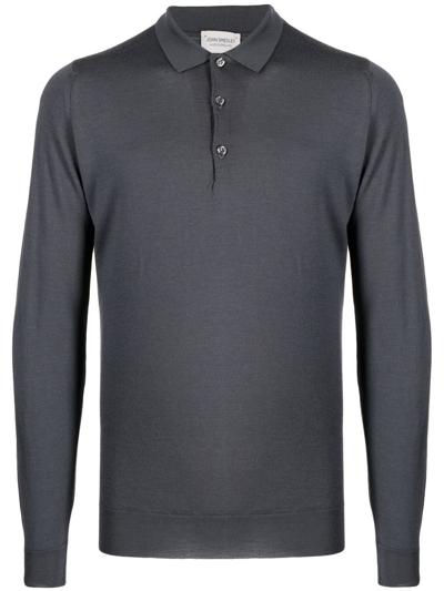 John Smedley Belper Wool Polo Shirt In Grey