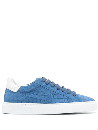 Hide & Jack Crocodile-effect Lace-up Sneakers In Blue