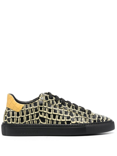 Hide & Jack Patterned Lace-up Sneakers In Black