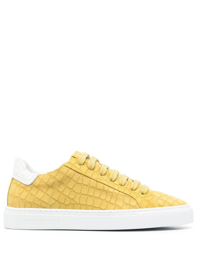 Hide & Jack Crocodile-effect Lace-up Sneakers In Yellow