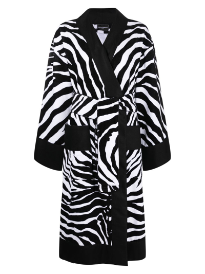 Dolce & Gabbana Zebra Print Bathrobe In Black
