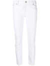 Dsquared2 White Bull Stretch Denim Cropped Fit Jennifer Jeans 15cm In White